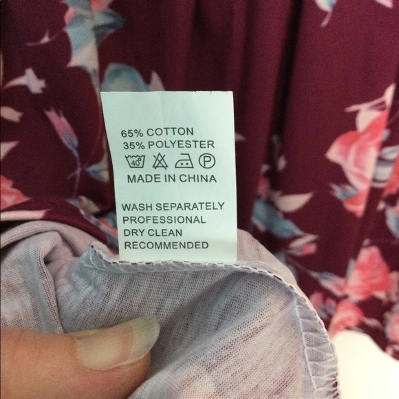 Women's L Large 12 - 14 Dress Flowers Rose Crewneck 2 Pockets Long Sleeve NWOT - Picture 4 of 8